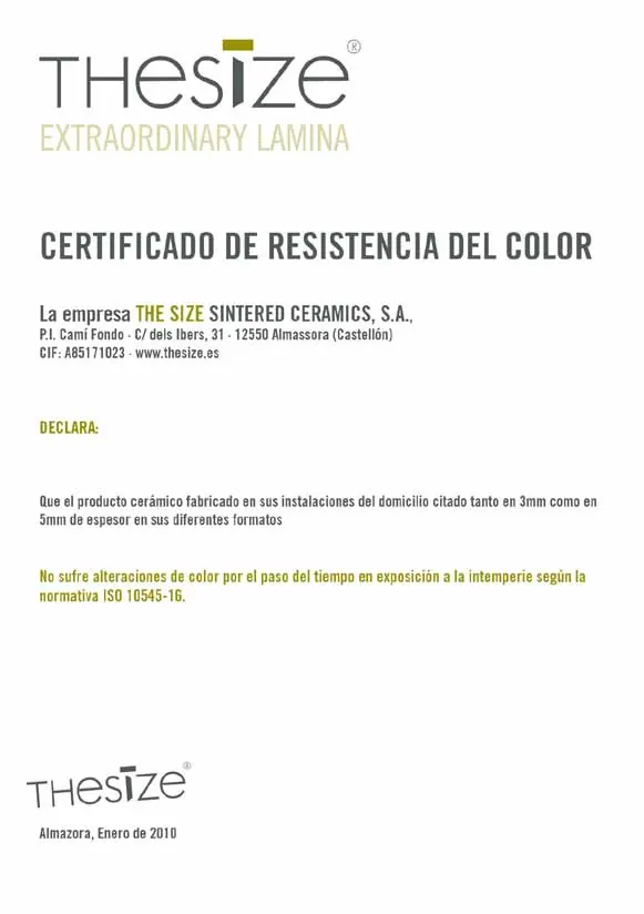 Certificado Neolith 1